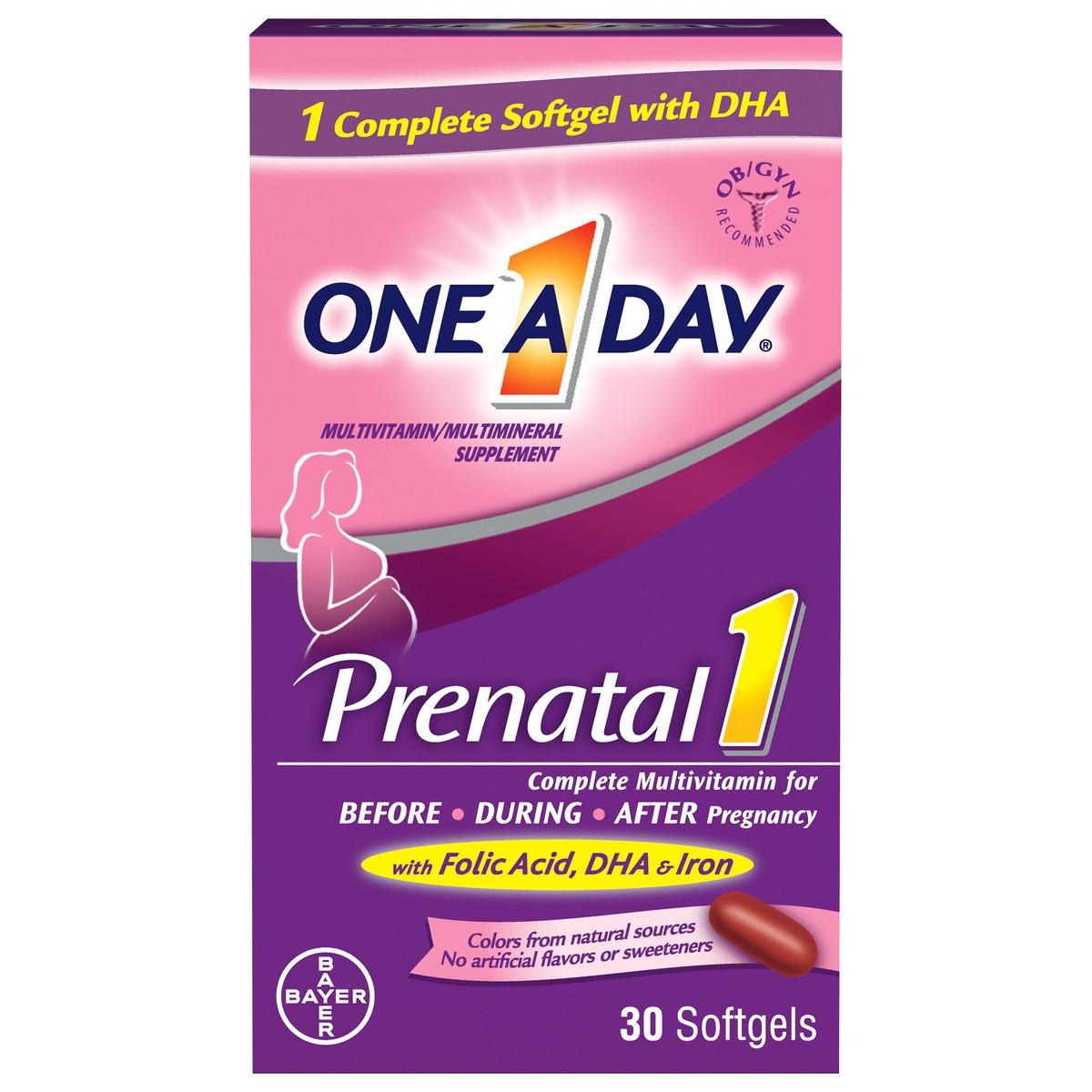 slide 3 of 10, One A Day Prenatal 1 Multivitamin Softgels 30 ct Box, 30 ct