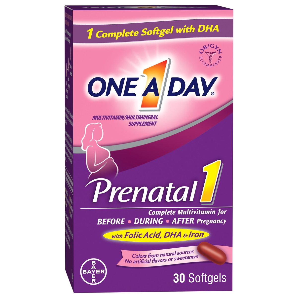 slide 7 of 10, One A Day Prenatal 1 Multivitamin Softgels 30 ct Box, 30 ct