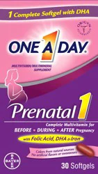 One A Day Prenatal 1 Multivitamin Softgels 30 ct Box
