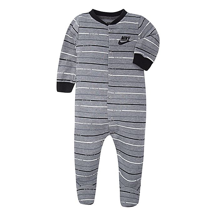 slide 1 of 1, Nike Jordan Newborn Striped Footed Coverall - Grey/Black, 1 ct