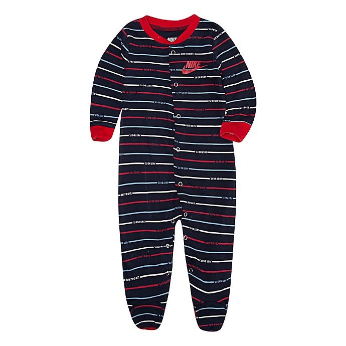 slide 1 of 2, Nike Jordan Newborn Striped Footed Coverall - Navy, 1 ct