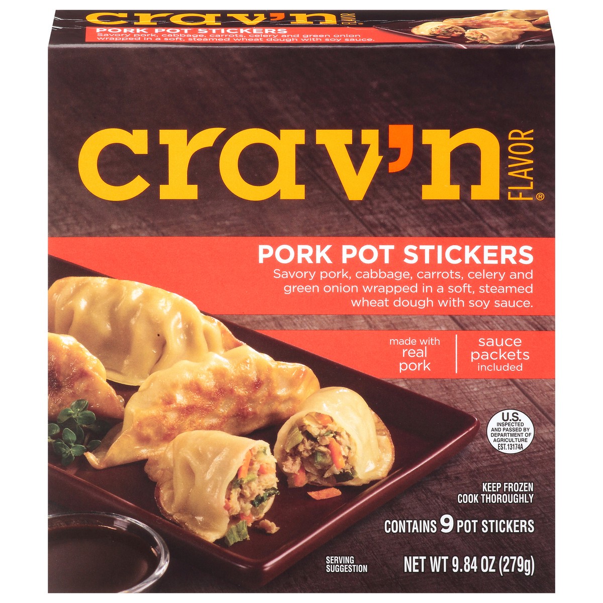 slide 1 of 11, Crav'n Flavor Pork Pot Stickers, 9.84 oz