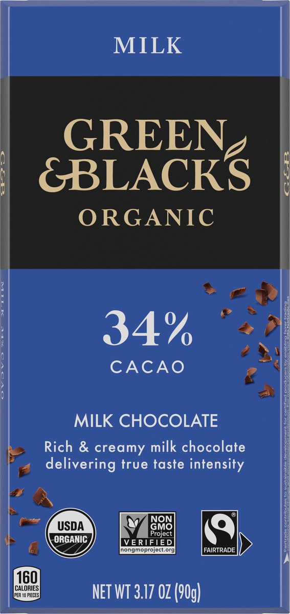 slide 7 of 9, Green Blacks Green & Black's Organic Milk Chocolate Bar, 34% Cacao, 3.17 oz, 3.17 oz