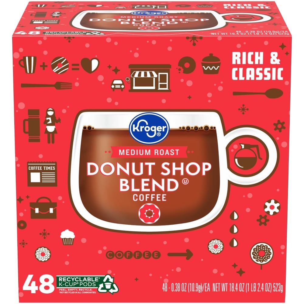 slide 1 of 1, Kroger Donut Shop Blend Medium Roast Coffee K-Cups, 48 ct