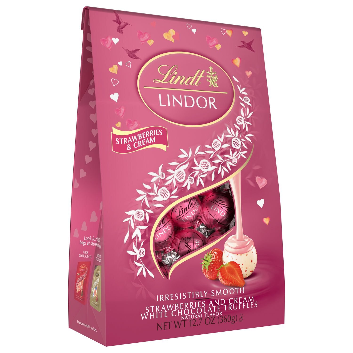 slide 2 of 4, Lindt, Lindor Strawberries And Cream White Chocolate Truffles, 15.2 Oz, 12.7 oz