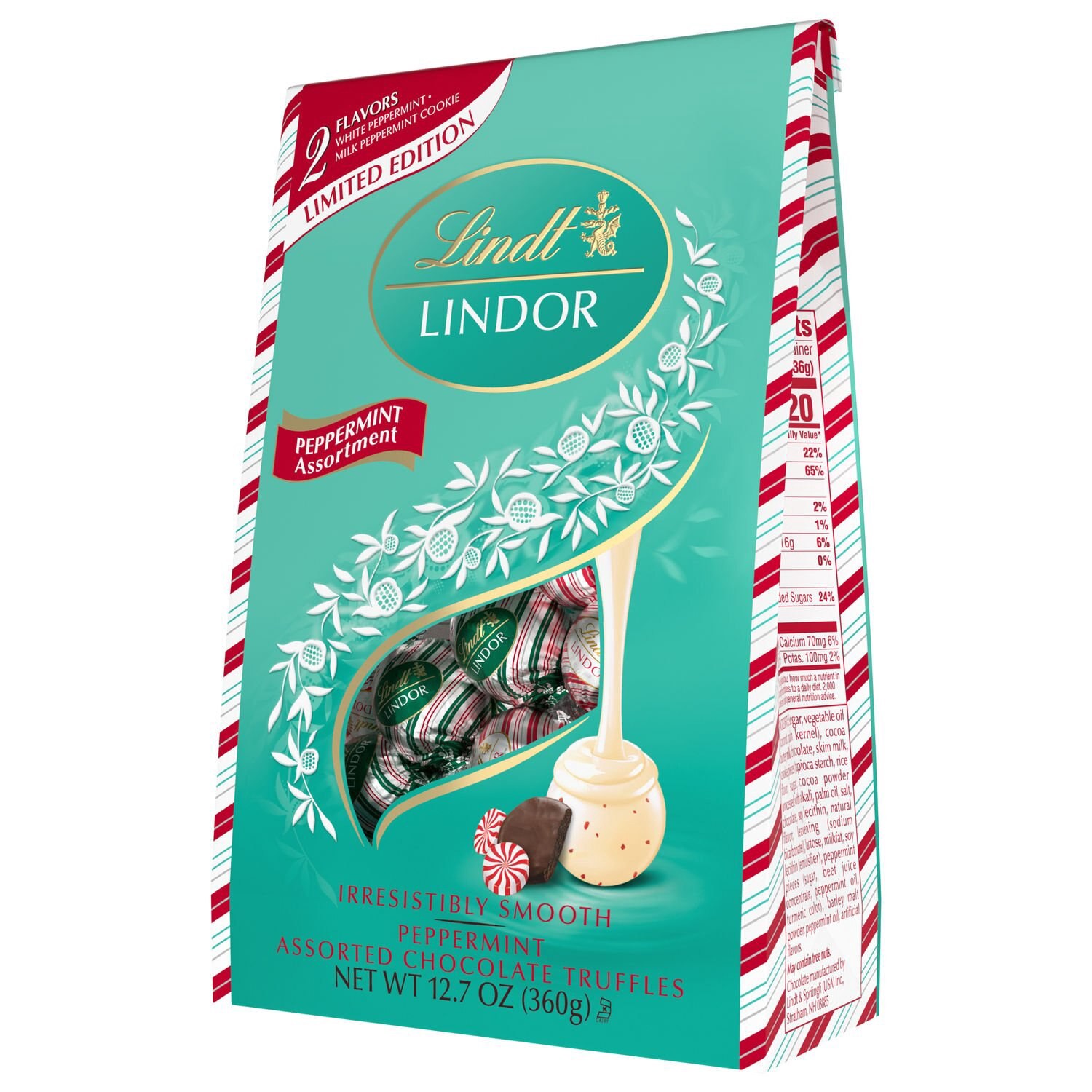 slide 2 of 5, Lindor Lindt Lindor Holiday Assorted Peppermint Chocolate Candy Truffles, 15.2 Oz, 12.7 oz