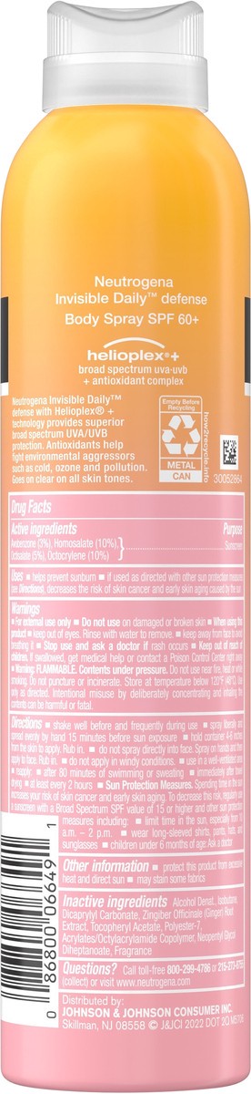 slide 2 of 7, Neutrogena Invisible Daily Defense Sunscreen Spray, SPF 60+, 5.0 oz, 5 fl oz