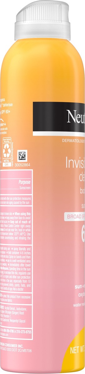 slide 6 of 7, Neutrogena Invisible Daily Defense Sunscreen Spray, SPF 60+, 5.0 oz, 5 fl oz