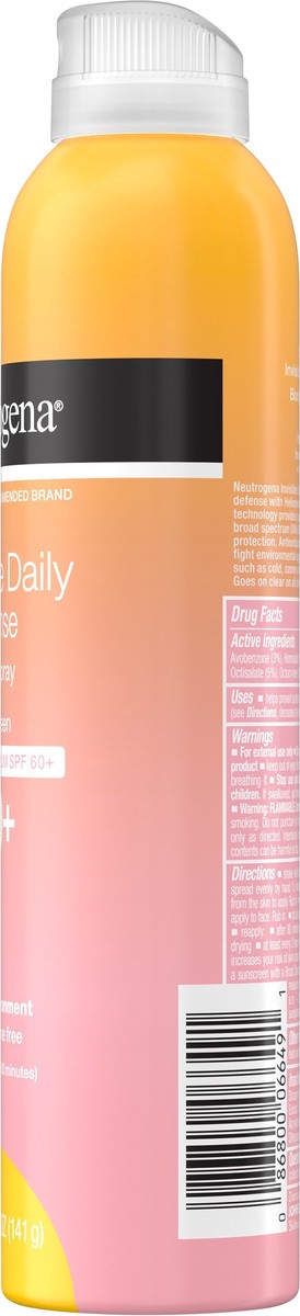 slide 3 of 7, Neutrogena Invisible Daily Defense Sunscreen Spray, SPF 60+, 5.0 oz, 5 fl oz
