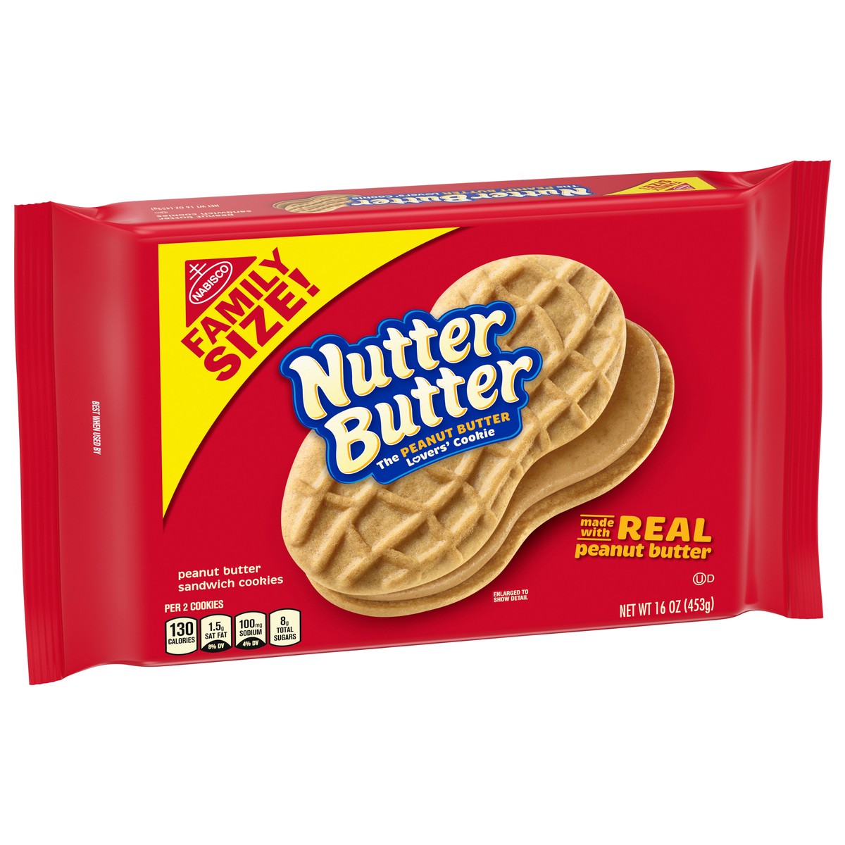 slide 2 of 9, Nutter Butter Peanut Butter Sandwich Cookies, Family Size, 16 oz, 16 oz