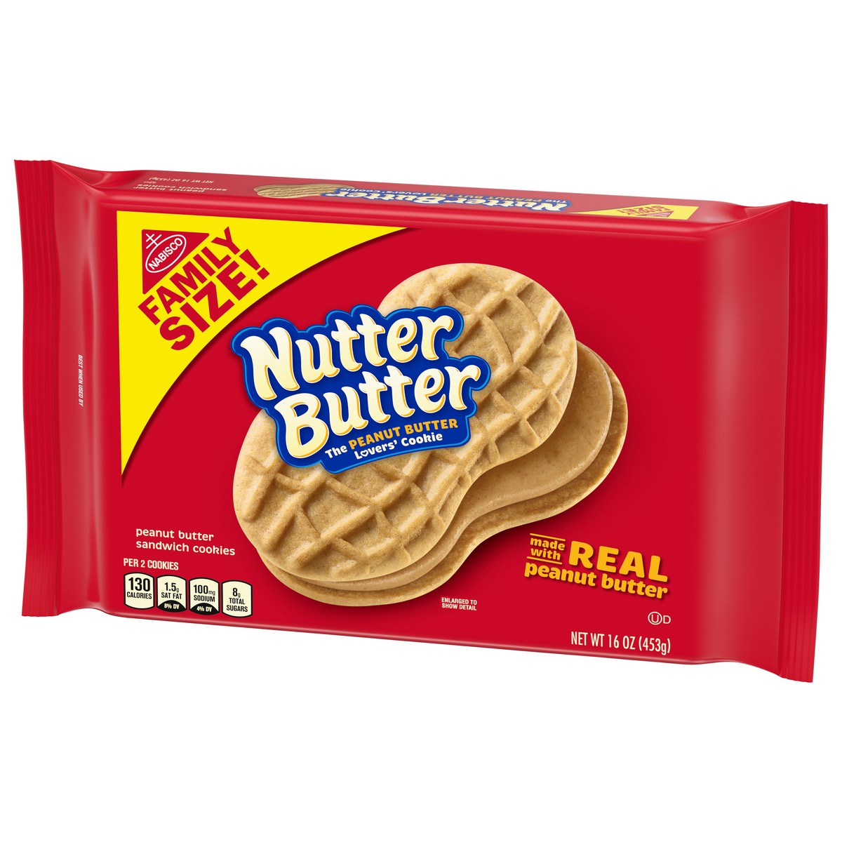slide 3 of 9, Nutter Butter Peanut Butter Sandwich Cookies, Family Size, 16 oz, 16 oz