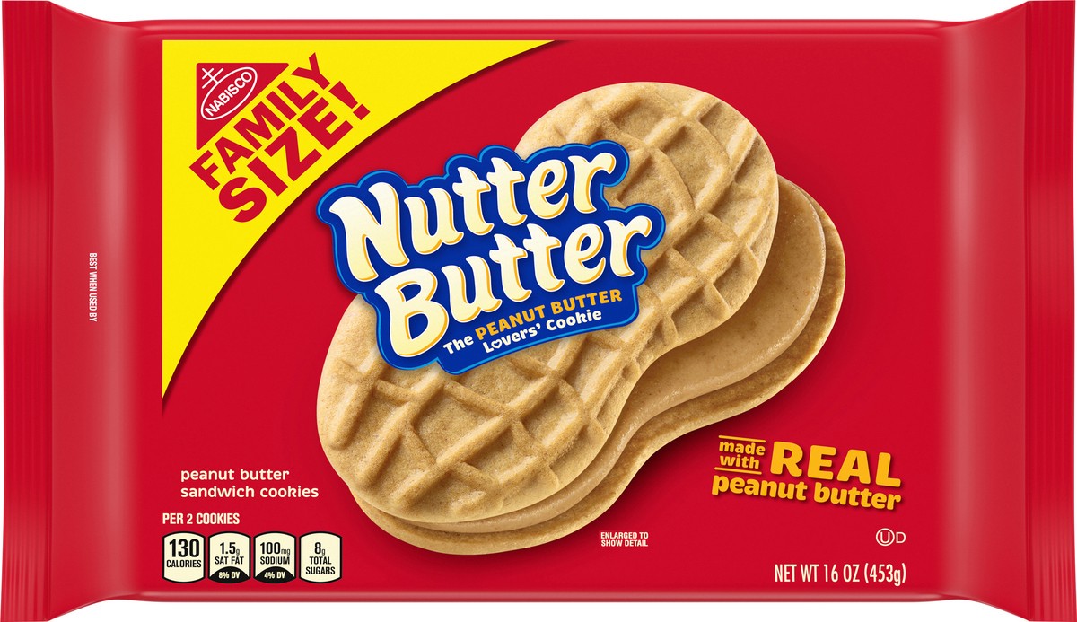 slide 6 of 9, Nutter Butter Peanut Butter Sandwich Cookies, Family Size, 16 oz, 16 oz