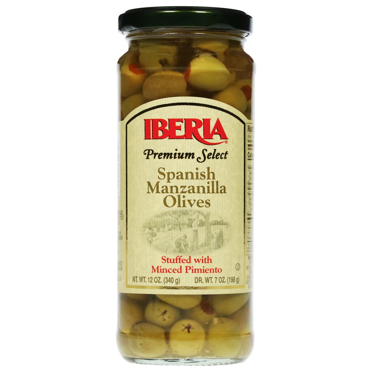 slide 1 of 9, Iberia Premium Select Stuffed with Minced Pimiento Spanish Manzanilla Olives 12 oz, 7 oz