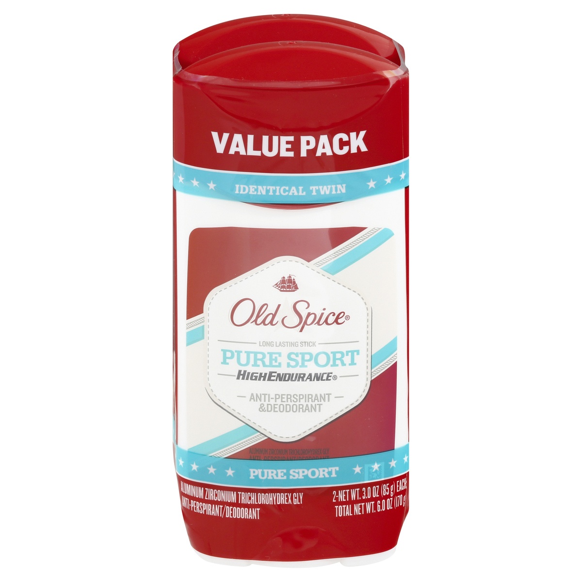 slide 1 of 2, Old Spice High Endurance Anti-Perspirant Deodorant for Men, Pure Sport Scent, Twin Pack, 3.0 Oz. each, 2 ct; 3 oz