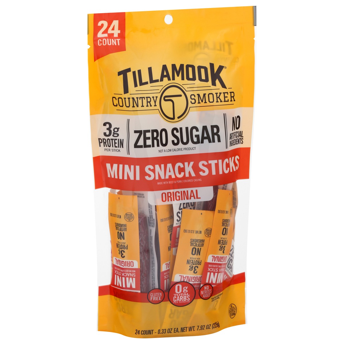 slide 8 of 14, Tillamook Country Smoker Zero Sugar Original Mini Snack Sticks 24 - 0.33 oz Each, 24 ct
