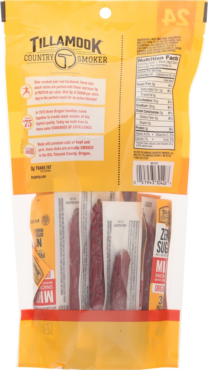 slide 3 of 14, Tillamook Country Smoker Zero Sugar Original Mini Snack Sticks 24 - 0.33 oz Each, 24 ct