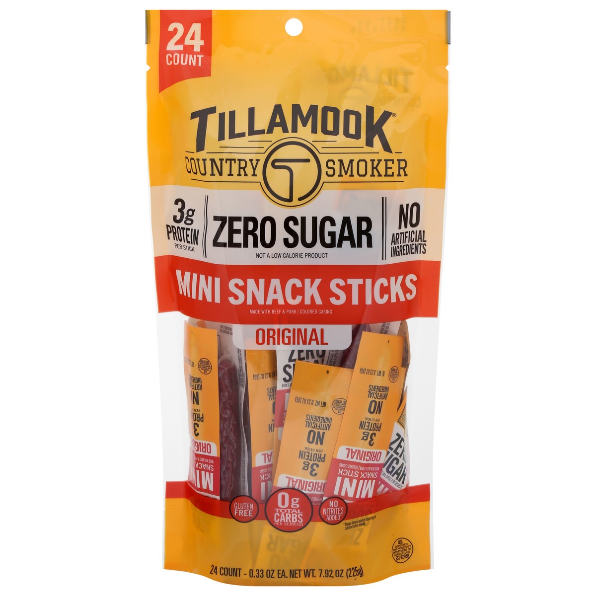 slide 5 of 14, Tillamook Country Smoker Zero Sugar Original Mini Snack Sticks 24 - 0.33 oz Each, 24 ct