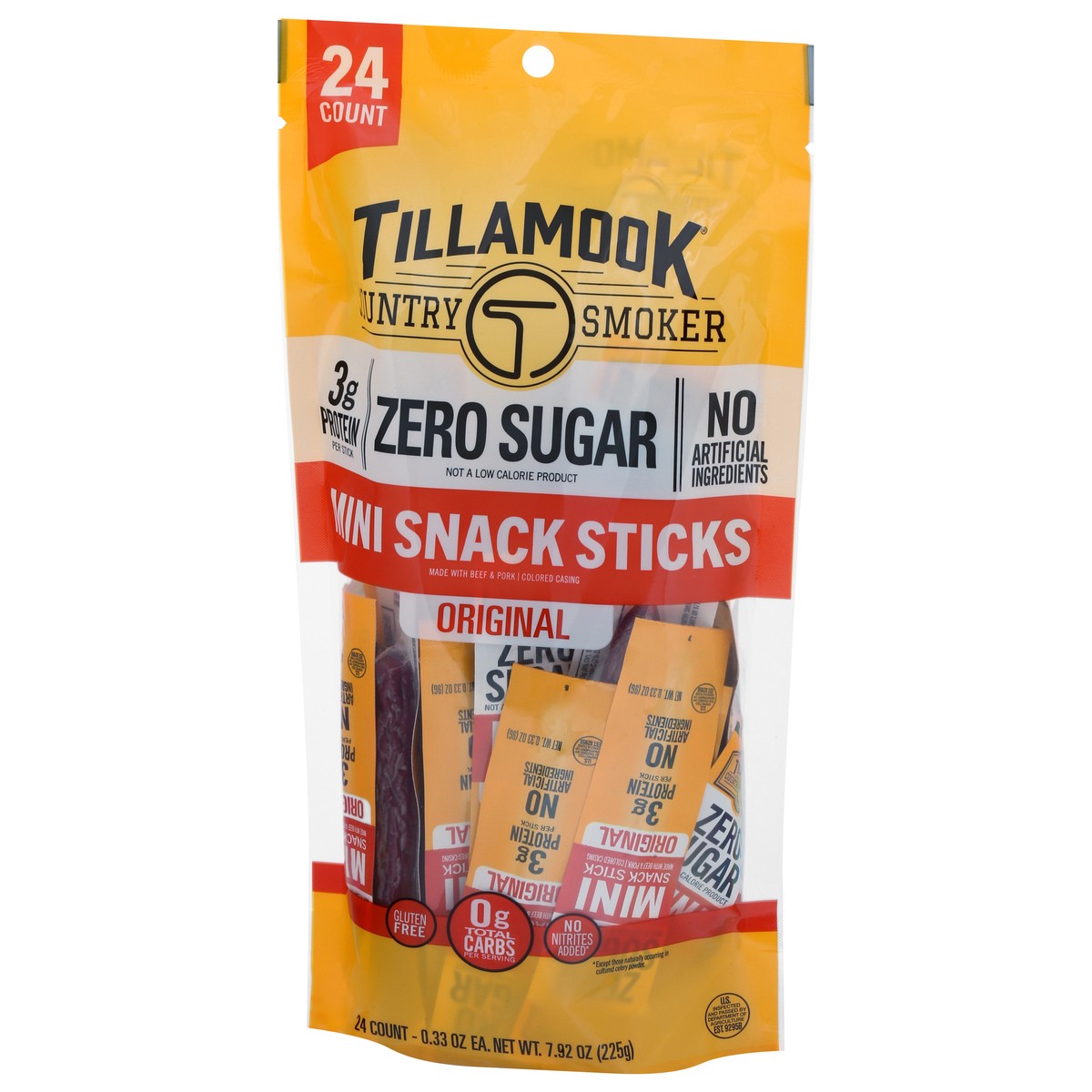 slide 6 of 14, Tillamook Country Smoker Zero Sugar Original Mini Snack Sticks 24 - 0.33 oz Each, 24 ct