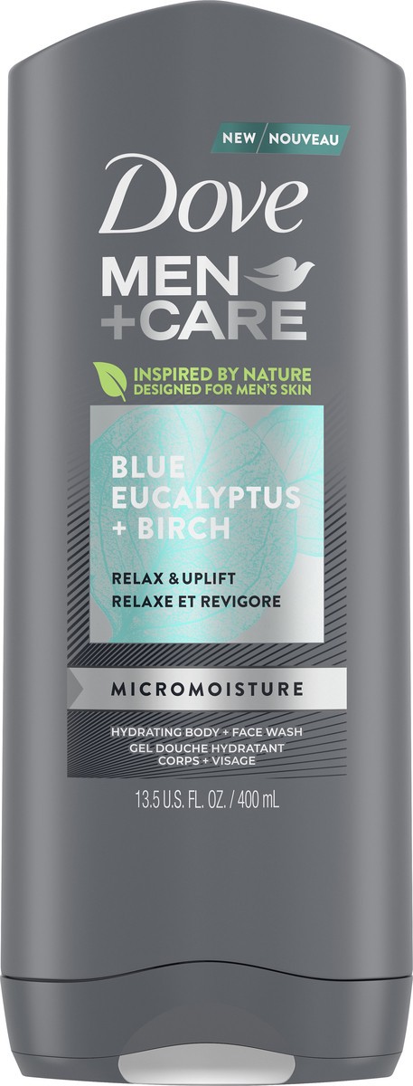 slide 1 of 4, Dove Men + Care Hydrating Blue Eucalyptus + Birch Body + Face Wash 13.5 oz, 13.5 oz