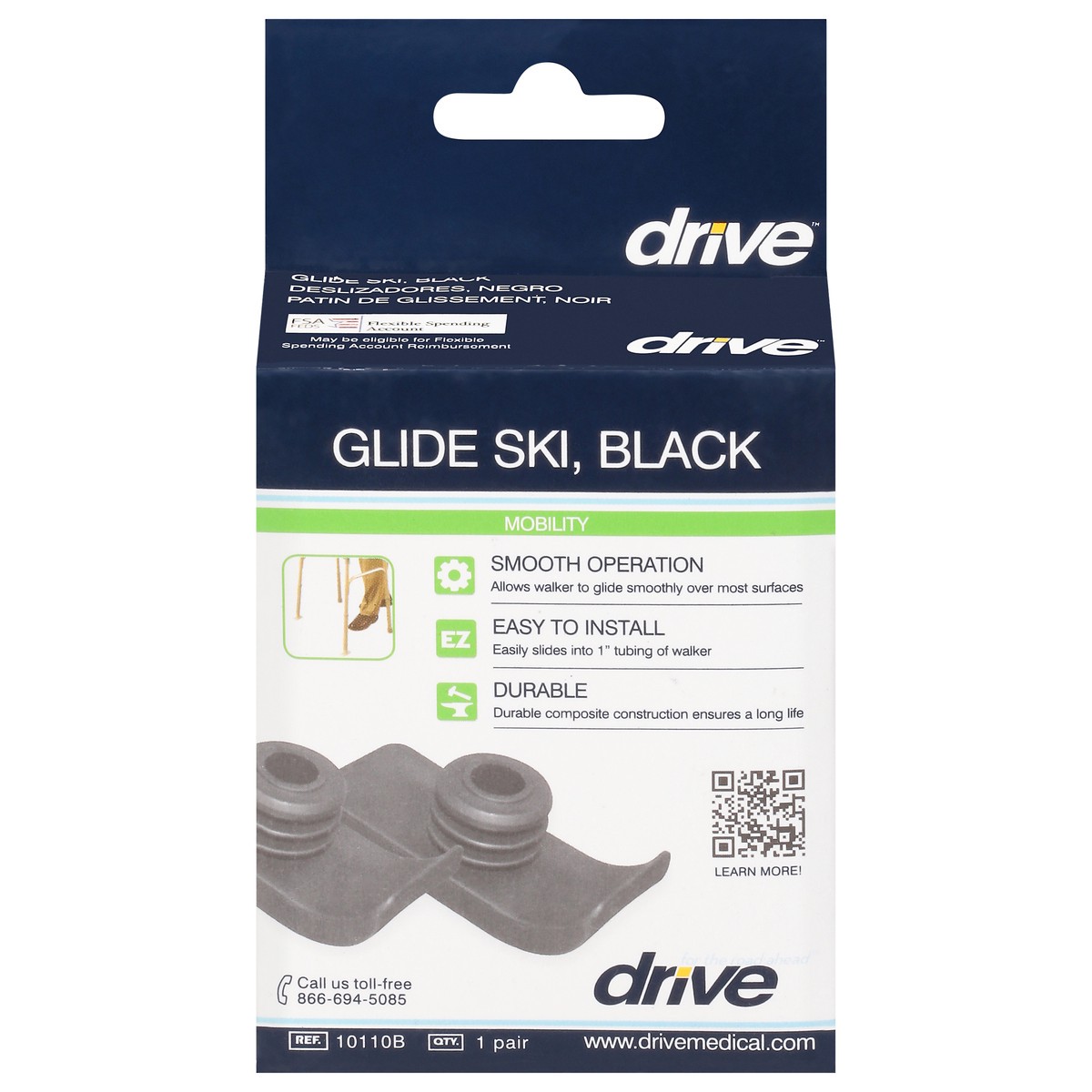 slide 1 of 9, Drive Black Glide Ski 1 ea, 1 ct