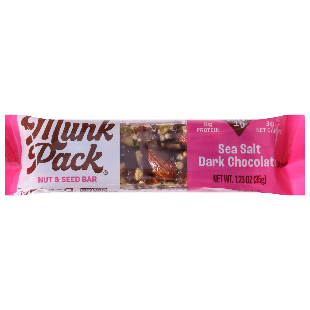 slide 1 of 9, Munk Pack Sea Salt Dark Chocolate Flavored Nut & Seed Bar 1.35 oz, 1.35 oz