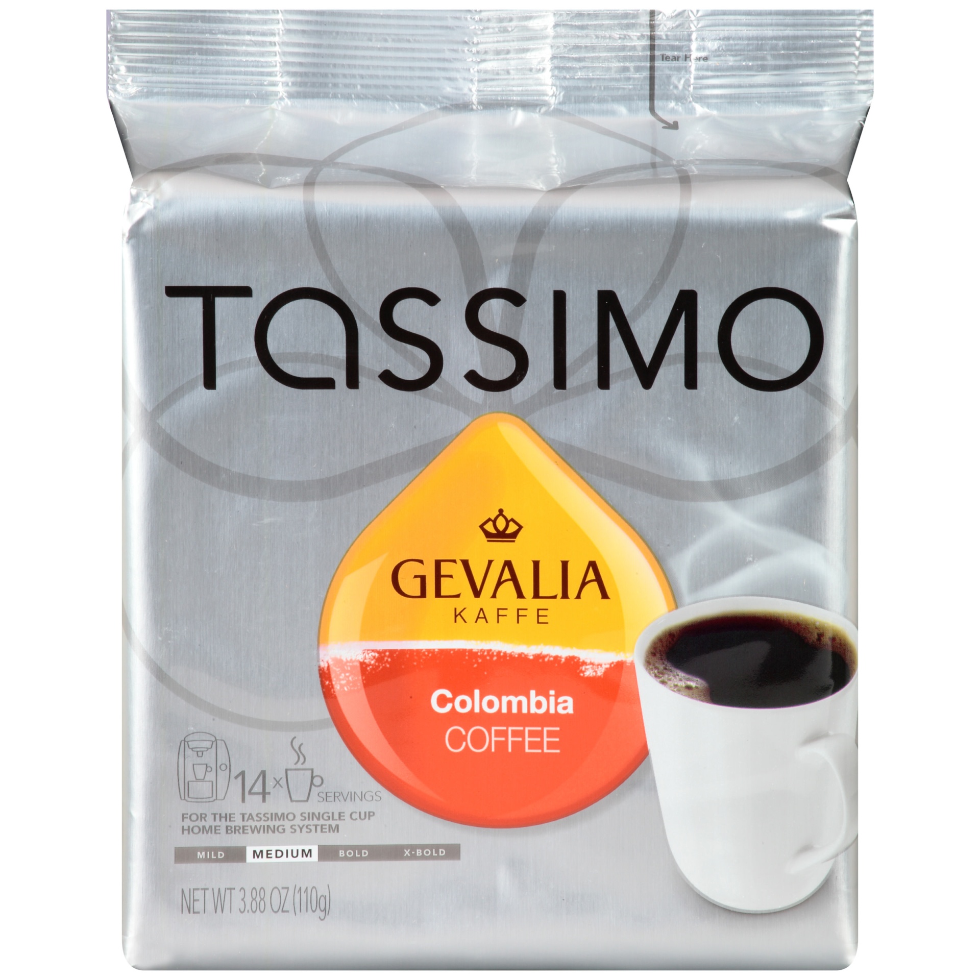 slide 1 of 2, Tassimo Gevalia Colombia Medium Roast Coffee T-Discs for Tassimo Single Cup Home Brewing Systems Pack, 14 ct