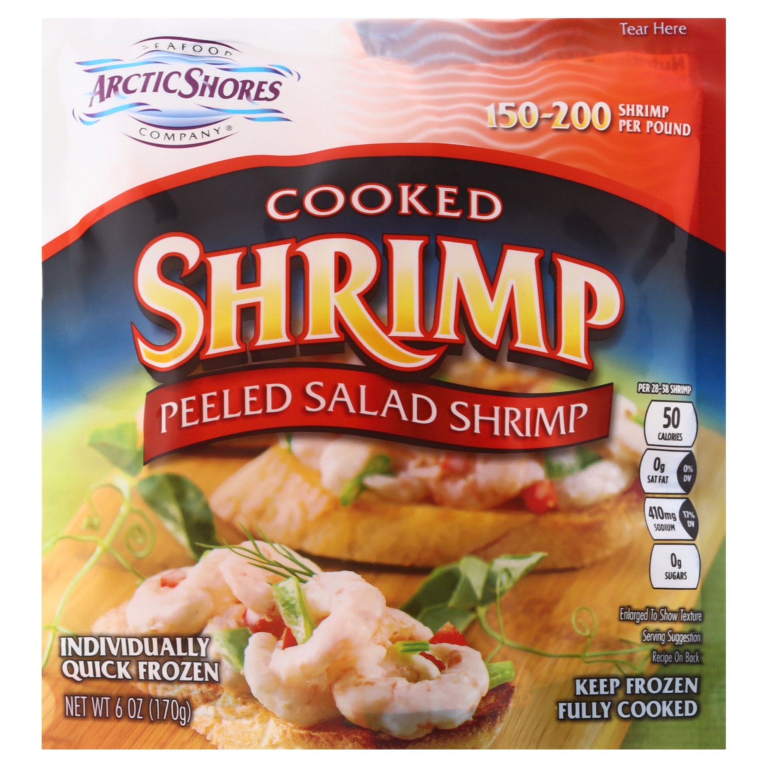 slide 1 of 1, Arctic Shores Shrimp, Cooked, 150-200, 6 Ounce, 6 oz