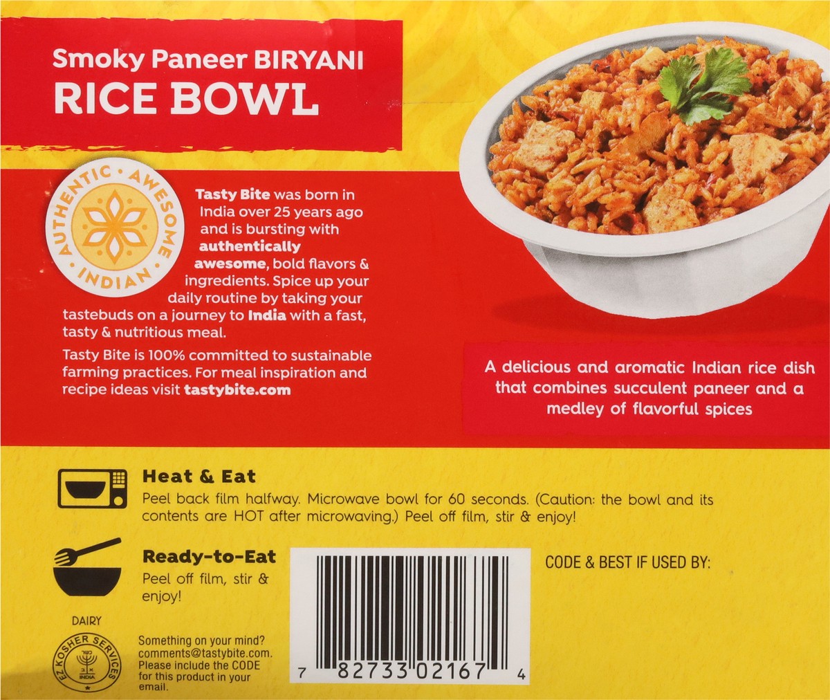 slide 6 of 13, Tasty Bite Smoky Paneer Biryani Rice Bowl, 7 oz