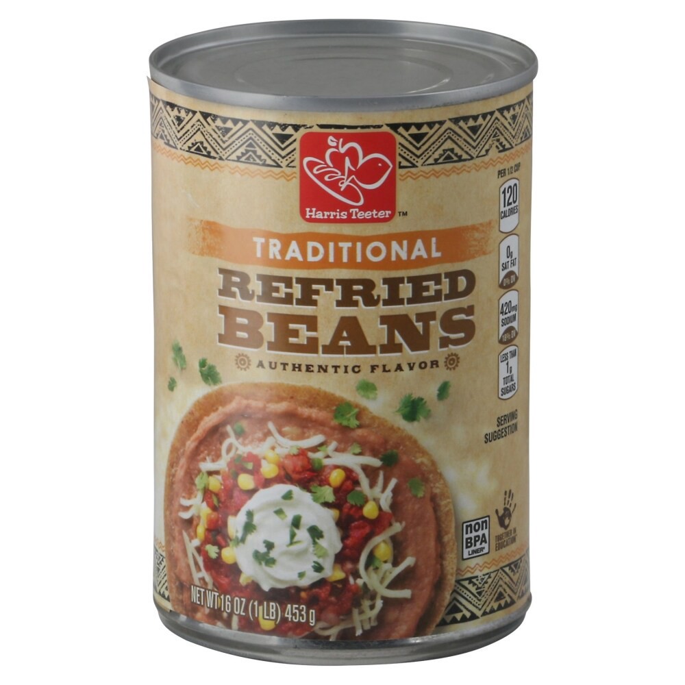 slide 1 of 2, Harris Teeter Traditional Refried Beans, 16 oz