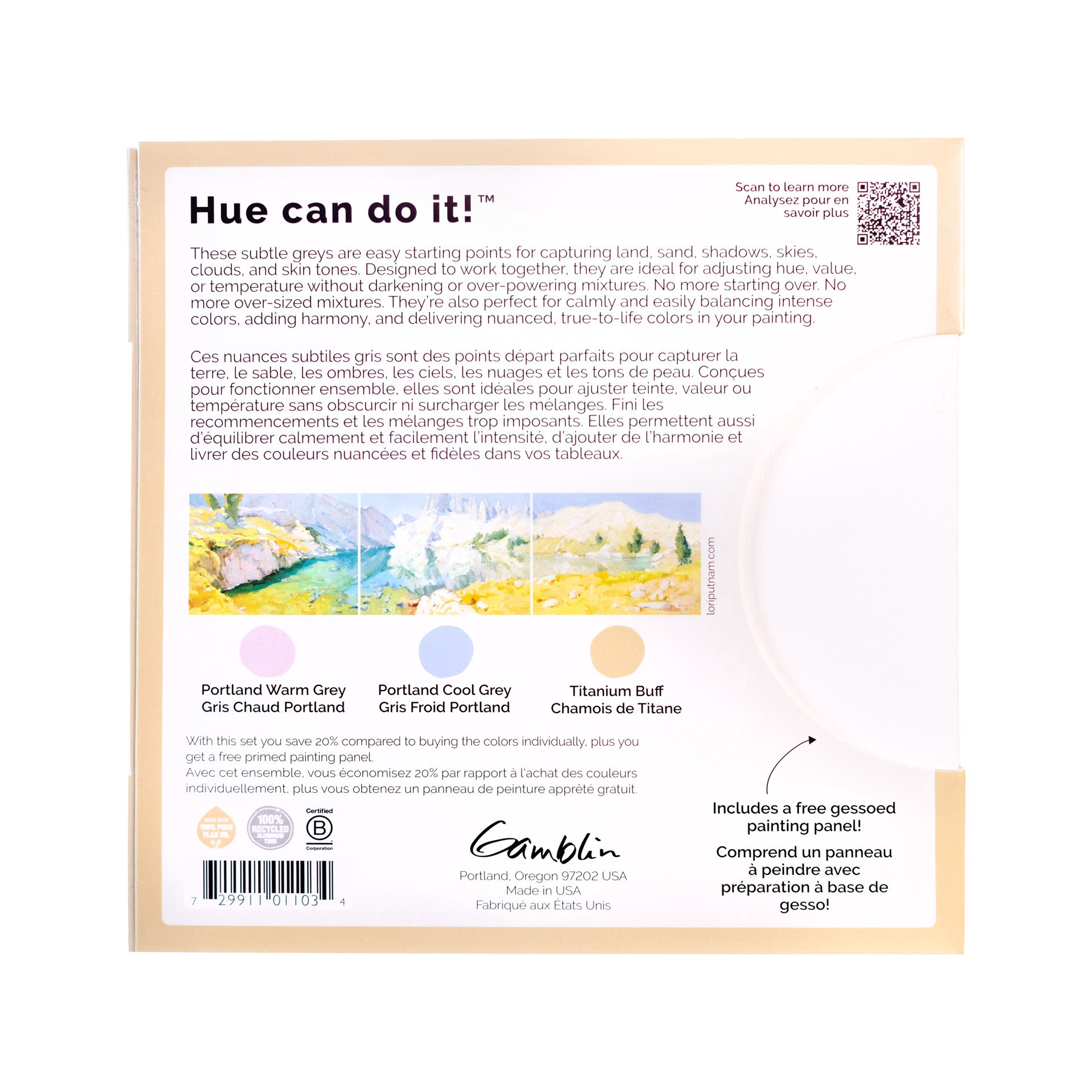 slide 2 of 2, Gamblin Gray Artist's Oil Colors Set, 100% pcr aluminum