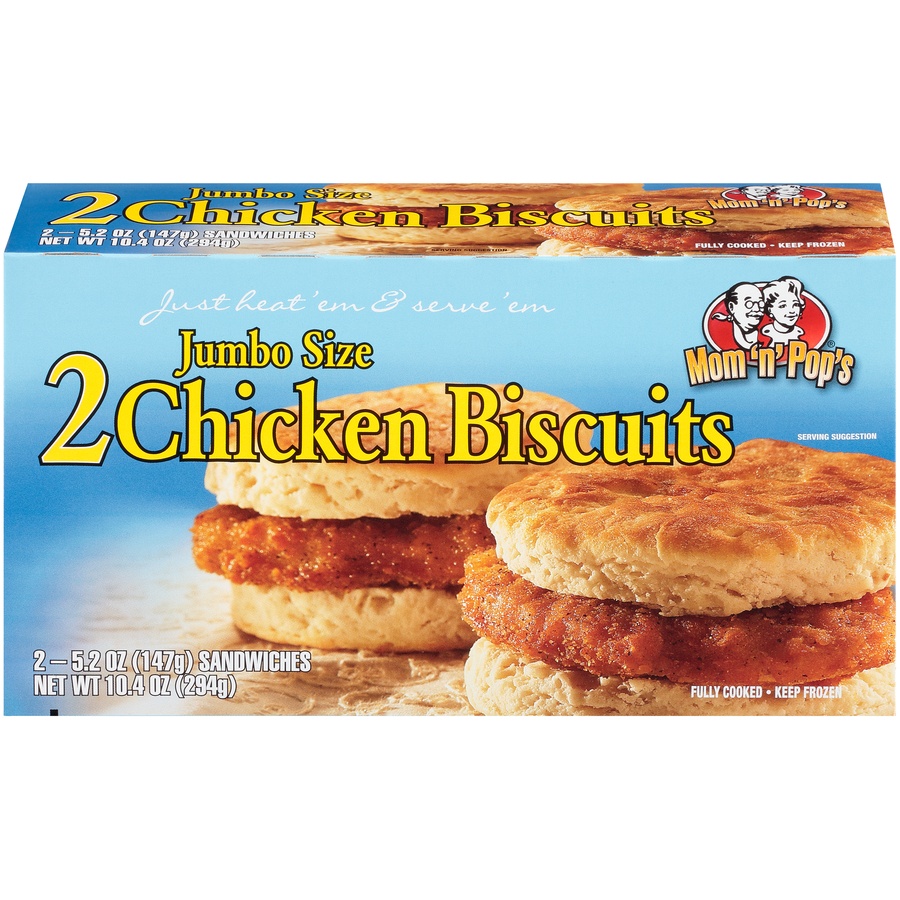 slide 1 of 8, Mom N Pops Chicken Biscuits Jumbo, 10.4 oz