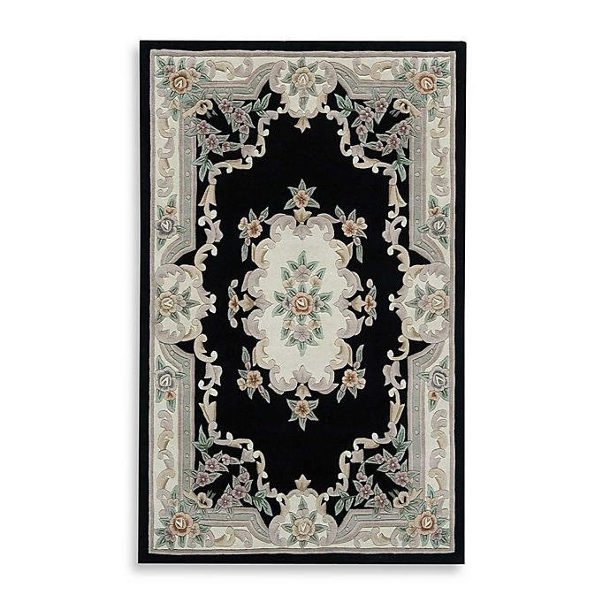 slide 1 of 1, Rugs America New Aubusson Rectangular Rug - Black, 4 ft x 6 ft