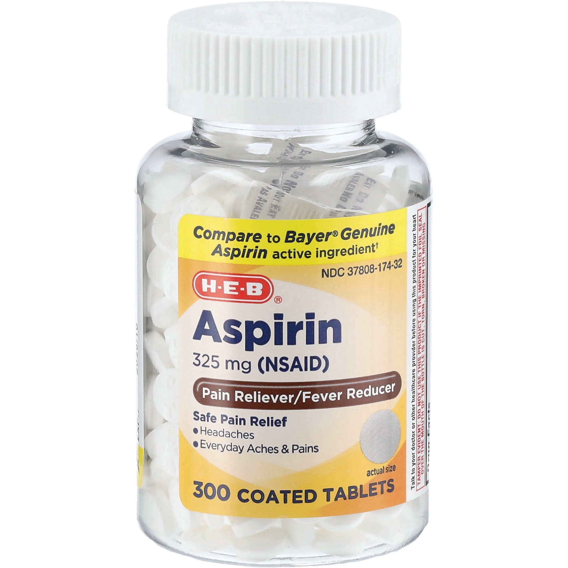 slide 1 of 1, H-E-B Aspirin 325 Mg Coated Tablets, 300 ct