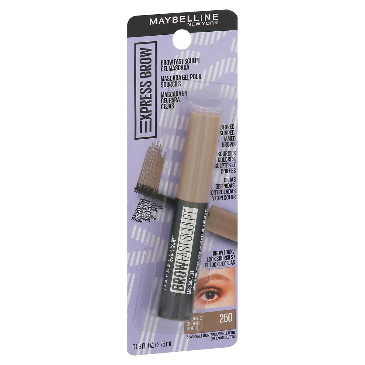 slide 4 of 11, Maybelline Xpress Brow Blonde 250 Brow Fast Sculpt Gel Mascara 0.09 fl oz, 0.09 oz