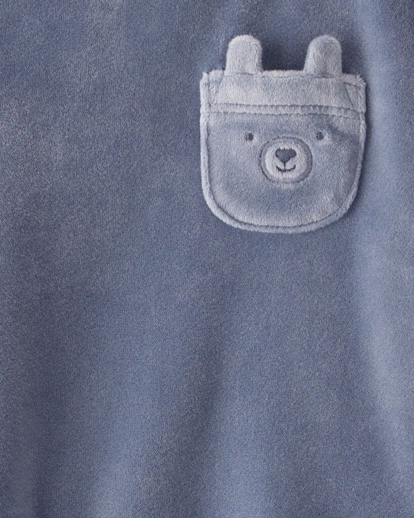slide 2 of 3, Carter's Carters Baby Boy 2-Piece Bear Velour Sweatshirt & Jogger Set - Blue Blue NB, 2 pc