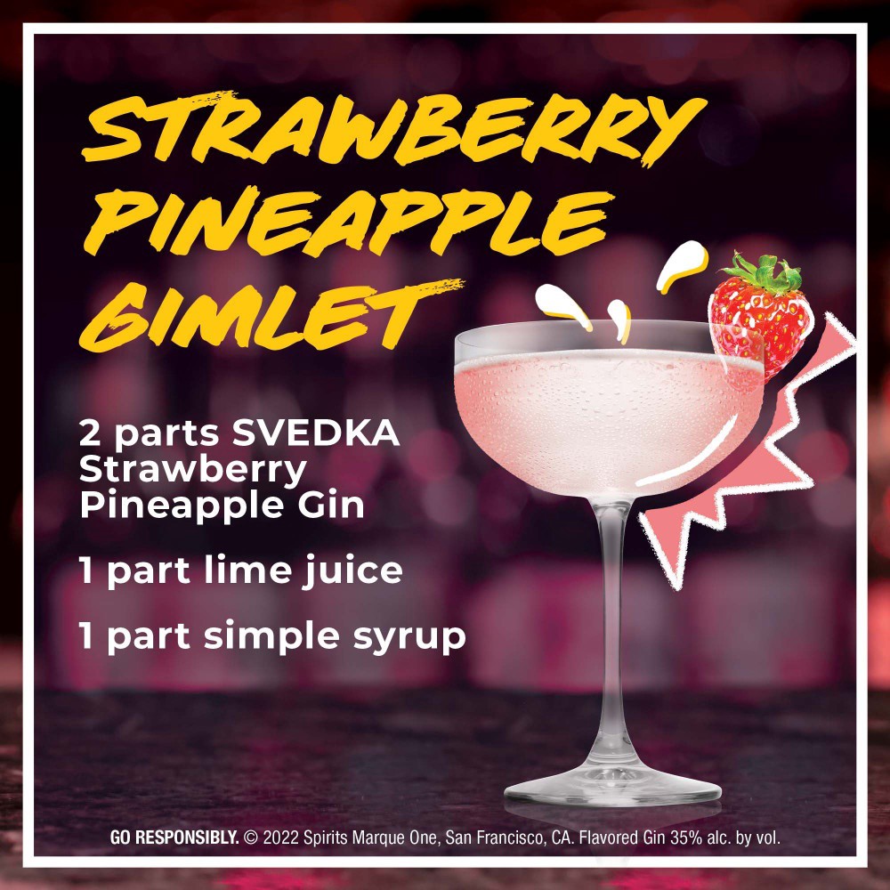 slide 6 of 7, SVEDKA Strawberry Pineapple Modern Style Gin, 750 mL Bottle, 70 Proof, 750 ml