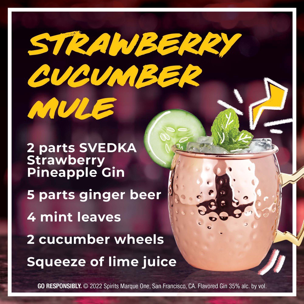 slide 7 of 7, SVEDKA Strawberry Pineapple Modern Style Gin, 750 mL Bottle, 70 Proof, 750 ml