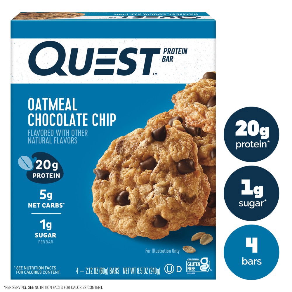 slide 1 of 5, Quest Oatmeal Chocolate Chip Bars, 8.5 oz