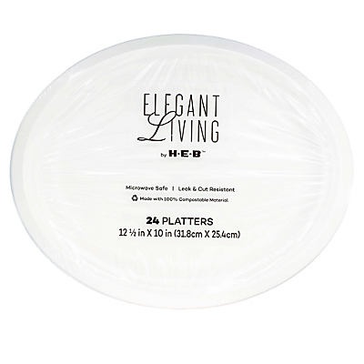 slide 1 of 1, H-E-B Elegant Living Oval Platter, 24 ct