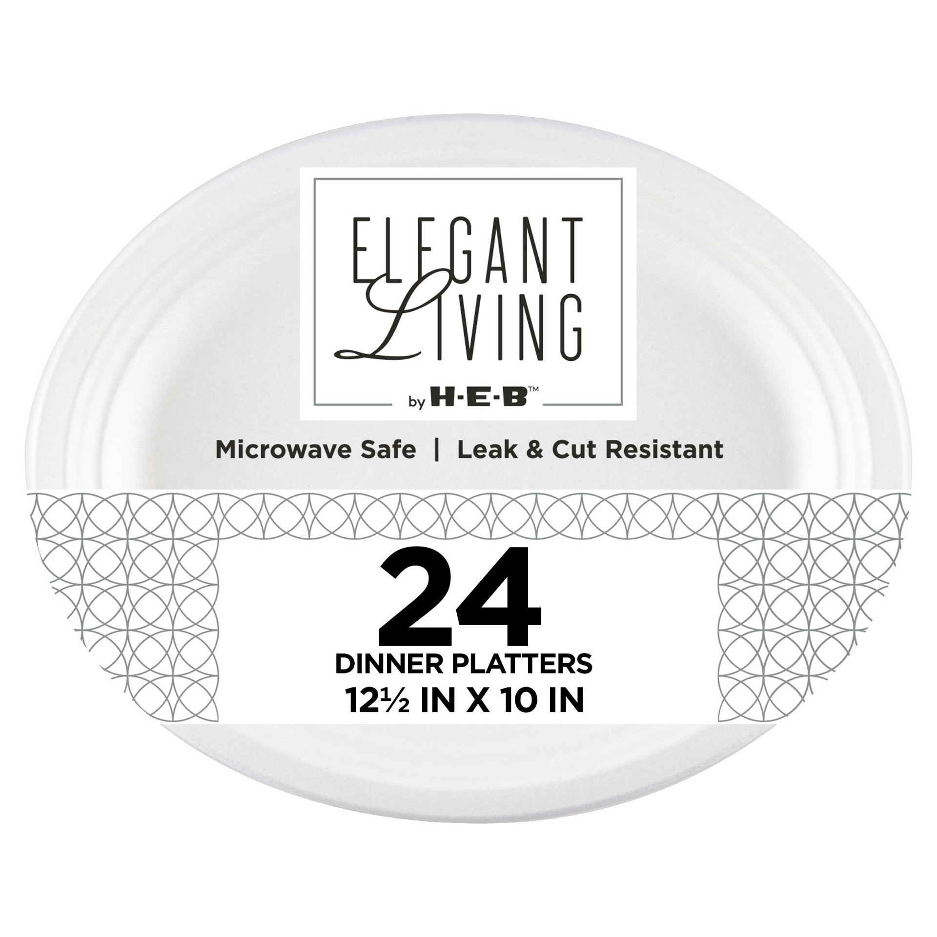 slide 1 of 1, H-E-B Elegant Living Oval Platter, 24 ct