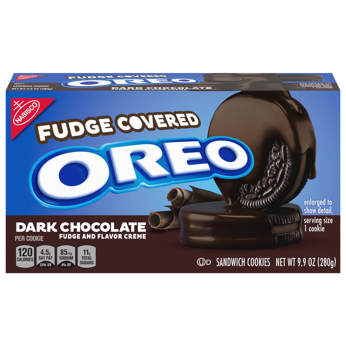 slide 1 of 6, Oreo Nabisco Oreo Fudge Covered Dark Chocolate Sandwich Cookies, 9.9 oz