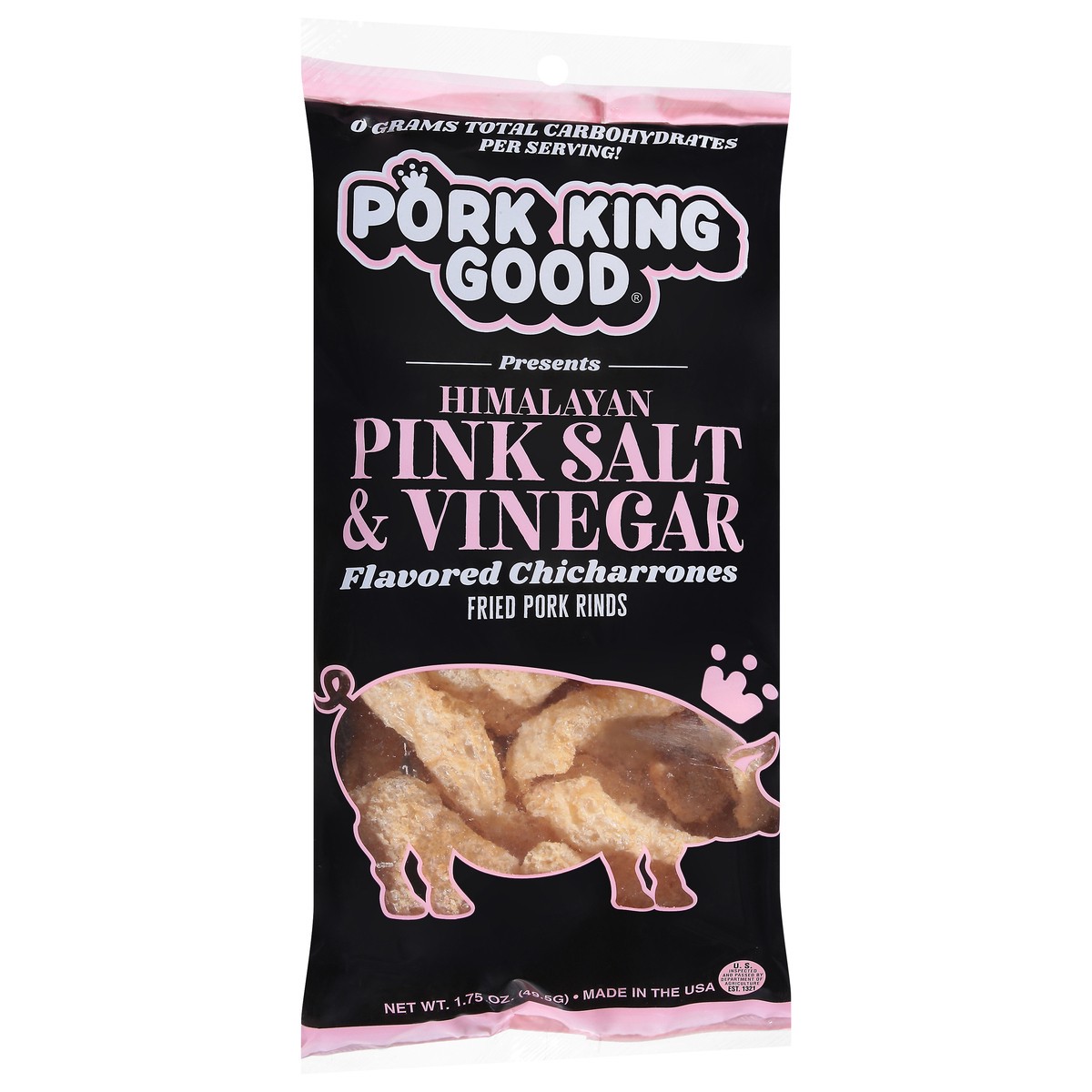 slide 8 of 13, Pork King Good Himalayan Pink Salt & Vinegar Flavored Fried Pork Rinds 1.75 oz, 1.75 oz