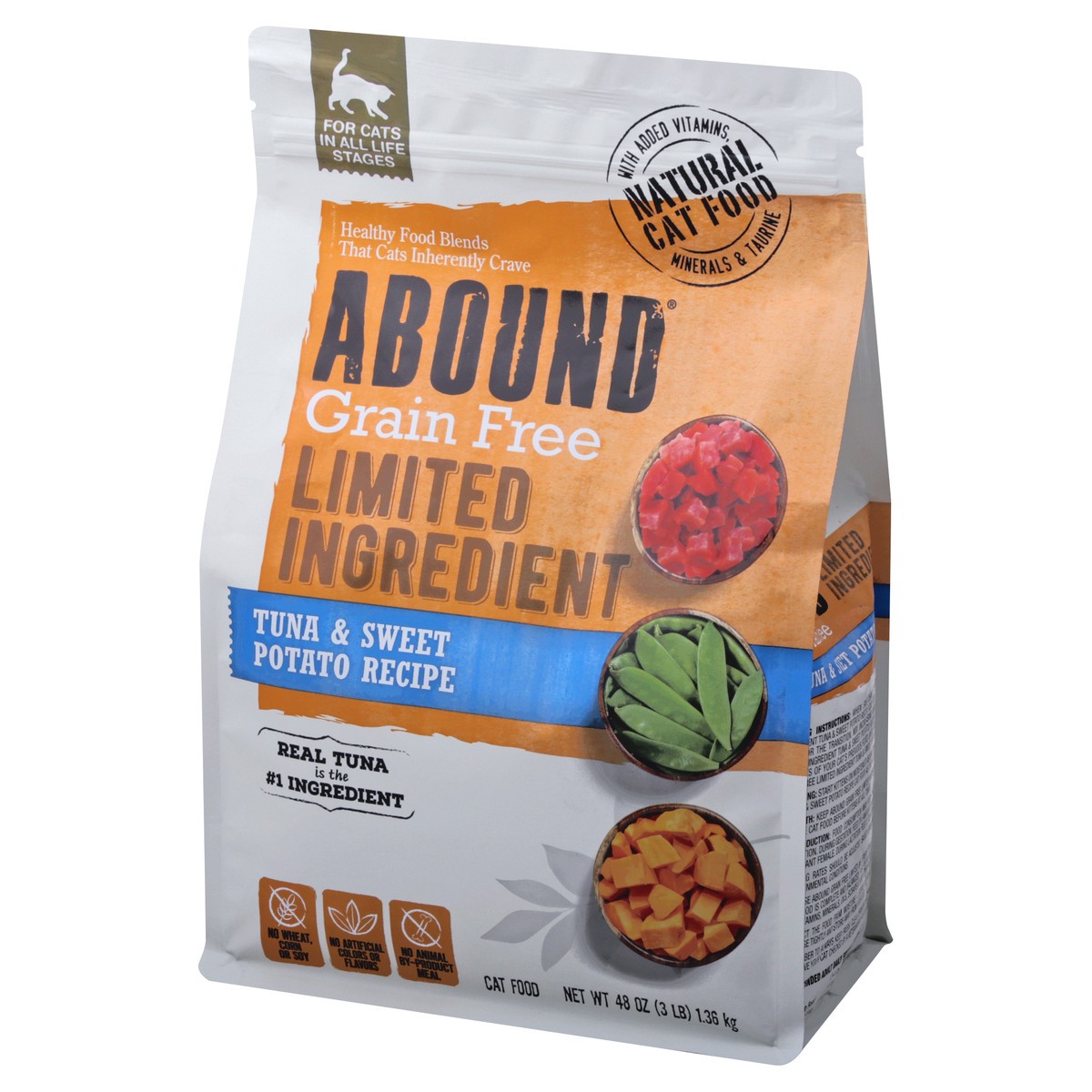 slide 3 of 9, Abound Limited Ingredient Grain Free Tuna & Sweet Potato Recipe Cat Food 48 oz, 48 oz