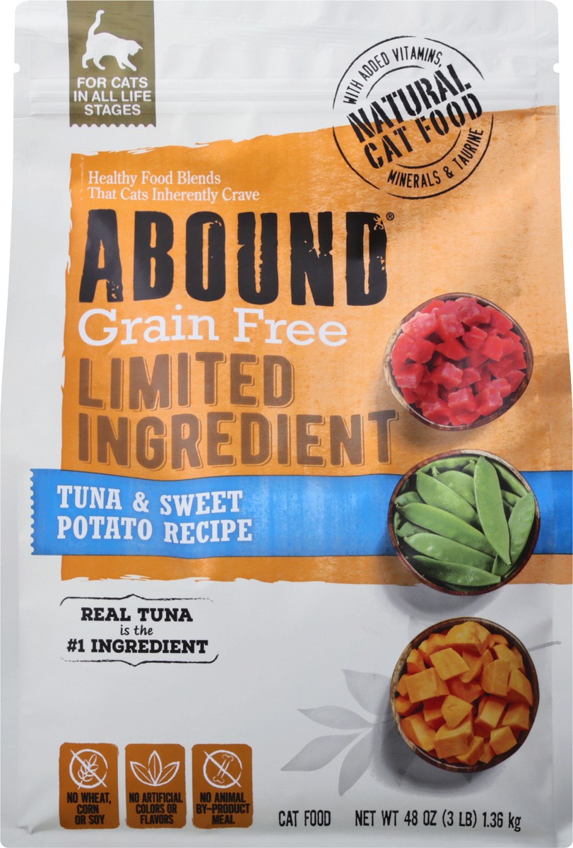 slide 6 of 9, Abound Limited Ingredient Grain Free Tuna & Sweet Potato Recipe Cat Food 48 oz, 48 oz