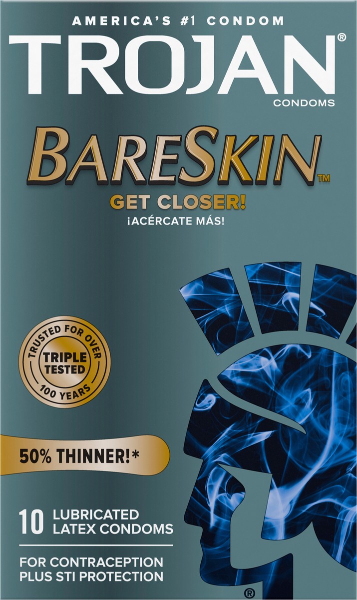 slide 6 of 9, Trojan Bareskin Lubricated Condoms - 10ct, 10 ct
