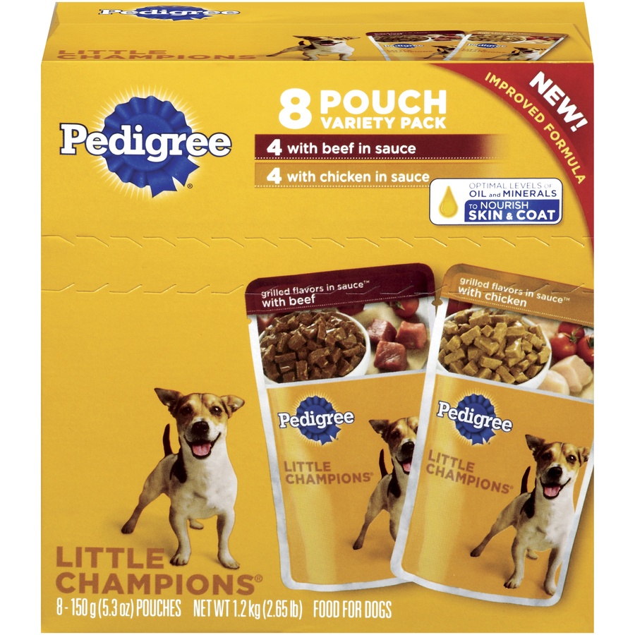 slide 1 of 1, Pedigree Little Champions Grilled Cuts In Sauce Dog Food, 42.4 oz