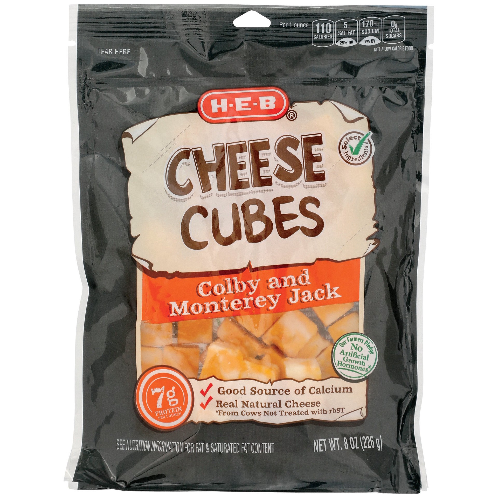 slide 1 of 1, H-E-B Colby Jack Cubed Cheese, 8 oz