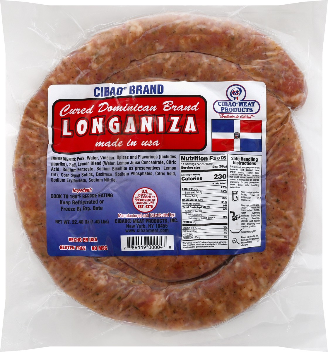 slide 7 of 13, Cibao Brand Longaniza 22.4 oz, 22.4 oz