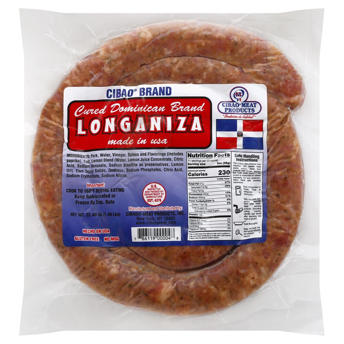 slide 2 of 13, Cibao Brand Longaniza 22.4 oz, 22.4 oz