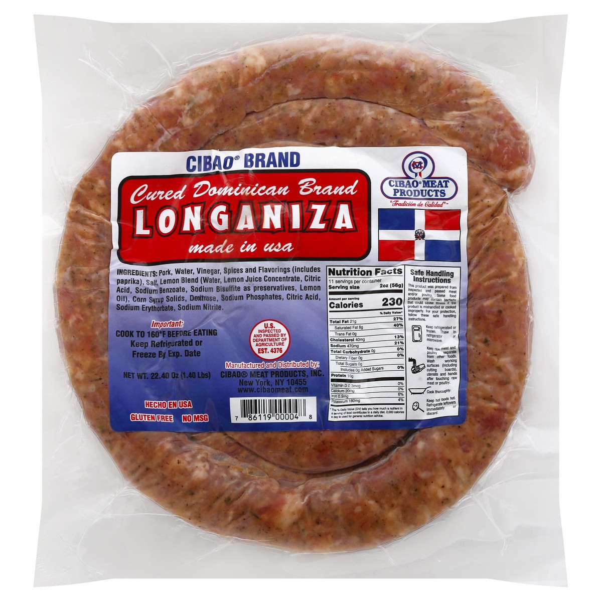 slide 1 of 13, Cibao Brand Longaniza 22.4 oz, 22.4 oz